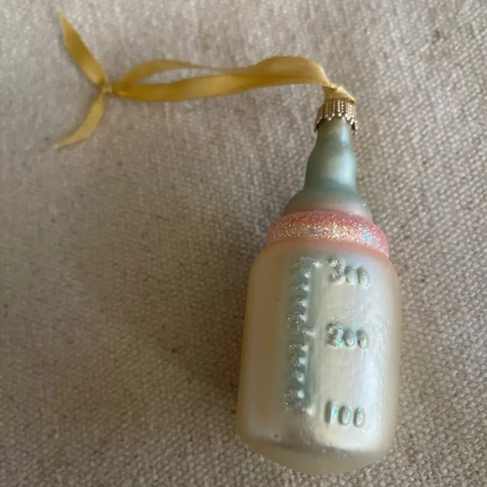 Baby Bottle blown glass Christmas ornament vintage